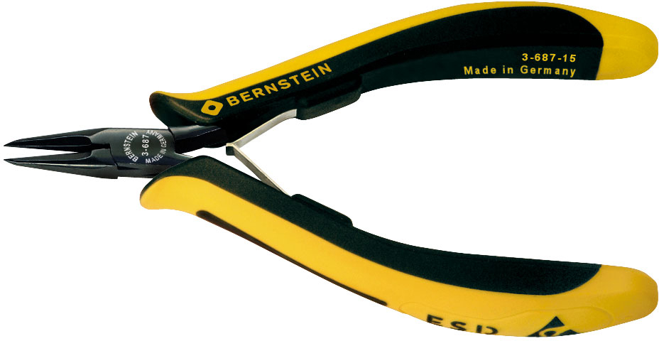 Anti-Static-ESD-Antistatic-snipe-nose-ESD-pliers-EUROline-130-mm-extrem-3-687-15-b00-esd-zangen-elektronik-spitzzange-electronics-snipe-nose-pliers