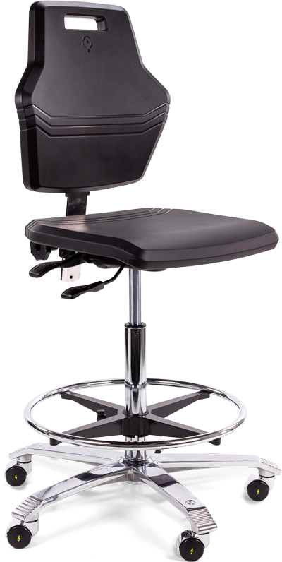 Score At Work 4402 ESD Chair with Adjustable Seat Angle Seat Slider Soft Castors Brake Loaded ESD Black Conductive Polyurethane