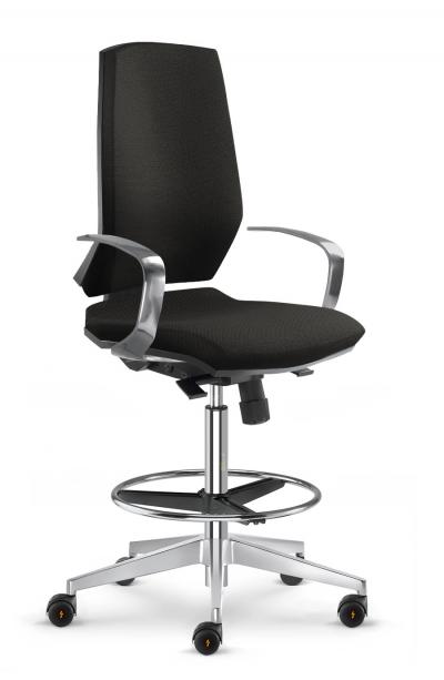 Black ESD Chair Castors Aluminium Armrest Gas Lift Footring ESD Stream Chairs Comfort ECH 280SY CHR ESD BL CS ALG