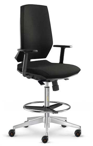 Black ESD Chair Castors Height Adjustable Black Nylon Armrests Gas Lift Footring ESD Stream Chairs Comfort ECH 280SY CHR ESD BL CS ADG