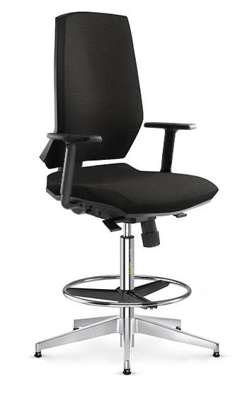 Black ESD Chair Glides Height Adjustable Black Nylon Armrests Gas Lift Footring ESD Stream Chairs Comfort ECH 280SY CHR ESD BL GL ADG