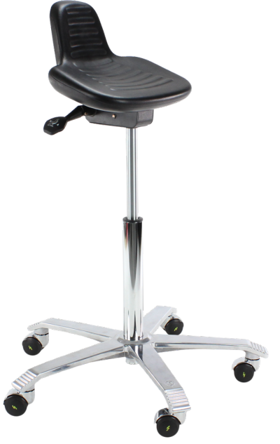 2232 ESD Swivel Stool with Adjustable Seat Angle Soft Castors Brake Loaded ESD Black Conductive Polyurethane