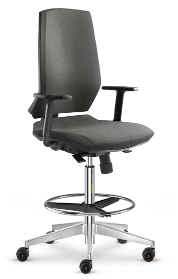 Grey ESD Chair Castors Height Adjustable Black Nylon Armrests Gas Lift Footring ESD Stream Chairs Comfort ECH 280SY CHR ESD GR CS ADG