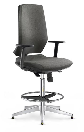 Grey ESD Chair Glides Height Adjustable Black Nylon Armrests Gas Lift Footring ESD Stream Chairs Comfort