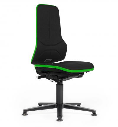 ESD Workplace Chair NEON 1 ESD Work Chair Permanent Contact Backrest Duotec ESD Fabric Black Flex Strip Green Glides Bimos Workplace Chairs Interstuhl