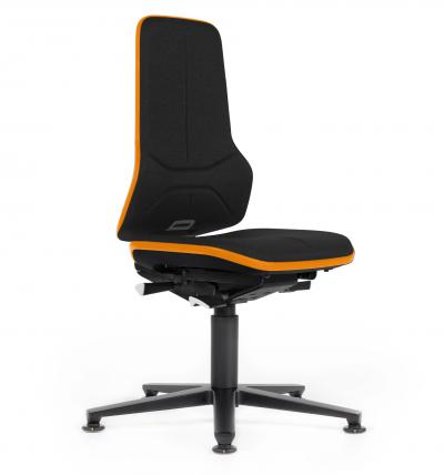 ESD Workplace Chair NEON 1 ESD Work Chair Permanent Contact Backrest Duotec ESD Fabric Black Flex Strip Orange Glides Bimos Workplace Chairs Interstuhl
