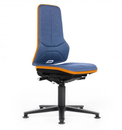 ESD Workplace Chair NEON 1 ESD Work Chair Permanent Contact Backrest Duotec ESD Fabric Blue Flex Strip Orange Glides Bimos Workplace Chairs Interstuhl