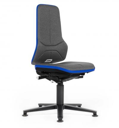 ESD Workplace Chair NEON 1 ESD Work Chair Permanent Contact Backrest Duotec ESD Fabric Grey Flex Strip Blue Glides Bimos Workplace Chairs Interstuhl