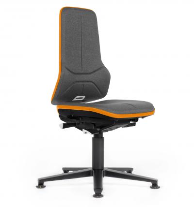 ESD Workplace Chair NEON 1 ESD Work Chair Permanent Contact Backrest Duotec ESD Fabric Grey Flex Strip Orange Glides Bimos Workplace Chairs Interstuhl
