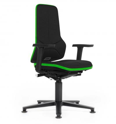 ESD Workplace Chair NEON 1 Multifunction Armrests ESD Work Chair Synchronous Mechanism Duotec ESD Fabric Black Flex Strip Green Glides Bimos Workplace Chairs Interstuhl