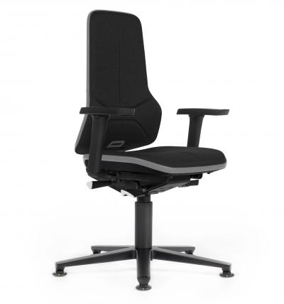 ESD Workplace Chair NEON 1 Multifunction Armrests ESD Work Chair Permanent Contact Backrest Duotec ESD Fabric Black Flex Strip Grey Glides Bimos Workplace Chairs Interstuhl