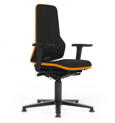 ESD Workplace Chair NEON 1 Multifunction Armrests ESD Work Chair Synchronous Mechanism Duotec ESD Fabric Black Flex Strip Orange Glides Bimos Workplace Chairs Interstuhl