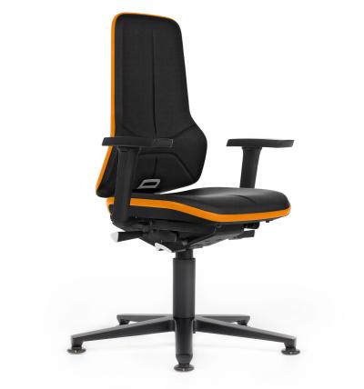 ESD Workplace Chair NEON 1 Multifunction Armrests ESD Work Chair Synchronous Mechanism Integral Foam ESD Flex Strip Orange Glides Bimos Workplace Chairs Interstuhl