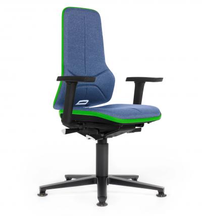 ESD Workplace Chair NEON 1 Multifunction Armrests ESD Work Chair Synchronous Mechanism Duotec ESD Fabric Blue Flex Strip Green Glides Bimos Workplace Chairs Interstuhl