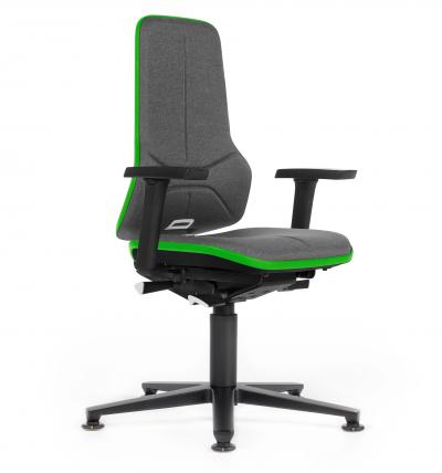 ESD Workplace Chair NEON 1 Multifunction Armrests ESD Work Chair Synchronous Mechanism Duotec ESD Fabric Grey Flex Strip Green Glides Bimos Workplace Chairs Interstuhl