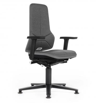 ESD Workplace Chair NEON 1 Multifunction Armrests ESD Work Chair Permanent Contact Backrest Duotec ESD Fabric Grey Flex Strip Grey Glides Bimos Workplace Chairs Interstuhl