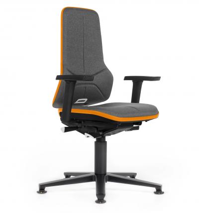 ESD Workplace Chair NEON 1 Multifunction Armrests ESD Work Chair Synchronous Mechanism Duotec ESD Fabric Grey Flex Strip Orange Glides Bimos Workplace Chairs Interstuhl