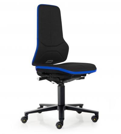 ESD Workplace Chair NEON 2 ESD Work Chair Synchronous Mechanism Duotec ESD Fabric Black Flex Strip Blue Soft Castors Bimos Workplace Chairs Interstuhl