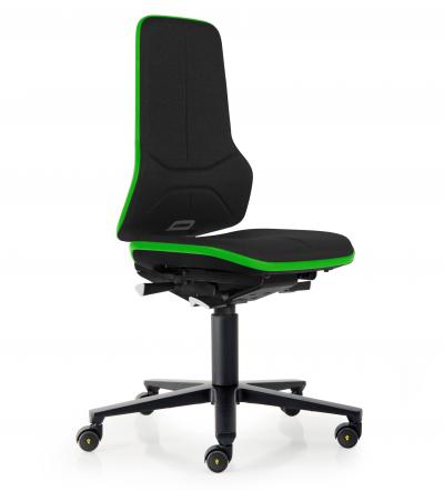 ESD Workplace Chair NEON 2 ESD Work Chair Permanent Contact Backrest Duotec ESD Fabric Black Flex Strip Green Soft Castors Bimos Workplace Chairs Interstuhl
