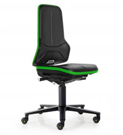 ESD Workplace Chair NEON 2 ESD Work Chair Permanent Contact Backrest Integral Foam ESD Flex Strip Green Soft Castors Bimos Workplace Chairs Interstuhl