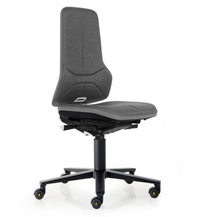 ESD Workplace Chair NEON 2 ESD Work Chair Permanent Contact Backrest Duotec ESD Fabric Grey Flex Strip Grey Soft Castors Bimos Workplace Chairs Interstuhl