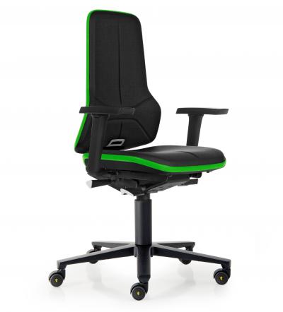 ESD Workplace Chair NEON 2 Multifunction Armrests ESD Work Chair Synchronous Mechanism Supertec ESD Flex Strip Green Soft Castors Bimos Workplace Chairs Interstuhl
