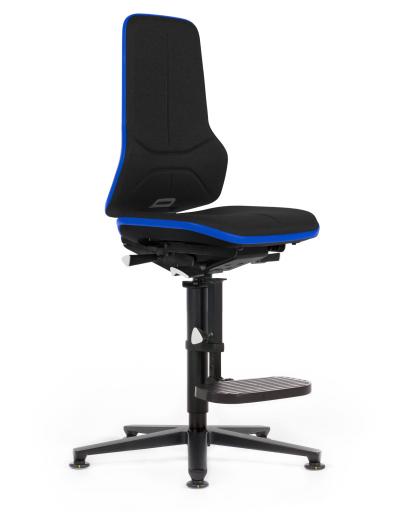 ESD Workplace Chair NEON 3 Footrest ESD Work Chair Permanent Contact Backrest Duotec ESD Fabric Black Flex Strip Blue Glides Bimos Workplace Chairs Interstuhl