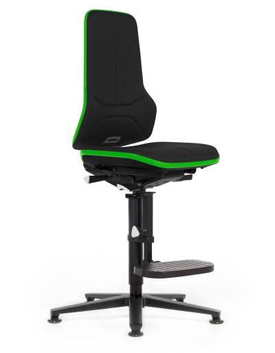ESD Workplace Chair NEON 3 Footrest ESD Work Chair Permanent Contact Backrest Duotec ESD Fabric Black Flex Strip Green Glides Bimos Workplace Chairs Interstuhl