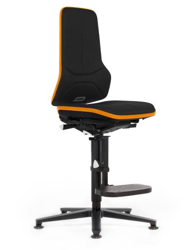 ESD Workplace Chair NEON 3 Footrest ESD Work Chair Permanent Contact Backrest Duotec ESD Fabric Black Flex Strip Orange Glides Bimos Workplace Chairs Interstuhl