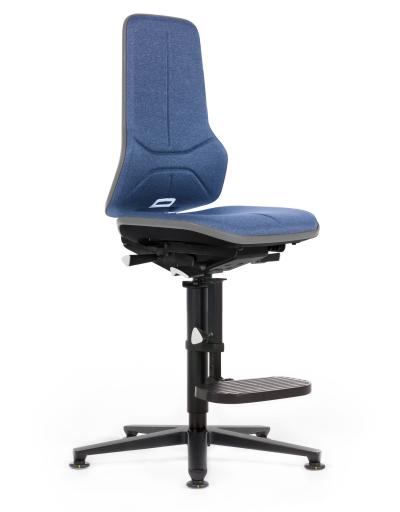 ESD Workplace Chair NEON 3 Footrest ESD Work Chair Permanent Contact Backrest Duotec ESD Fabric Blue Flex Strip Grey Glides Bimos Workplace Chairs Interstuhl
