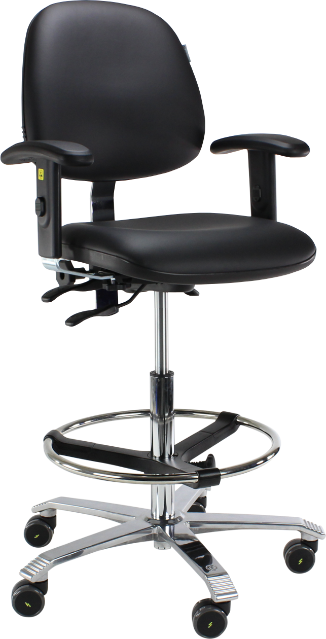 Ergo 2302 ESD Cleanroom Chair Fixed Seat Angle Armrest 5 ESD