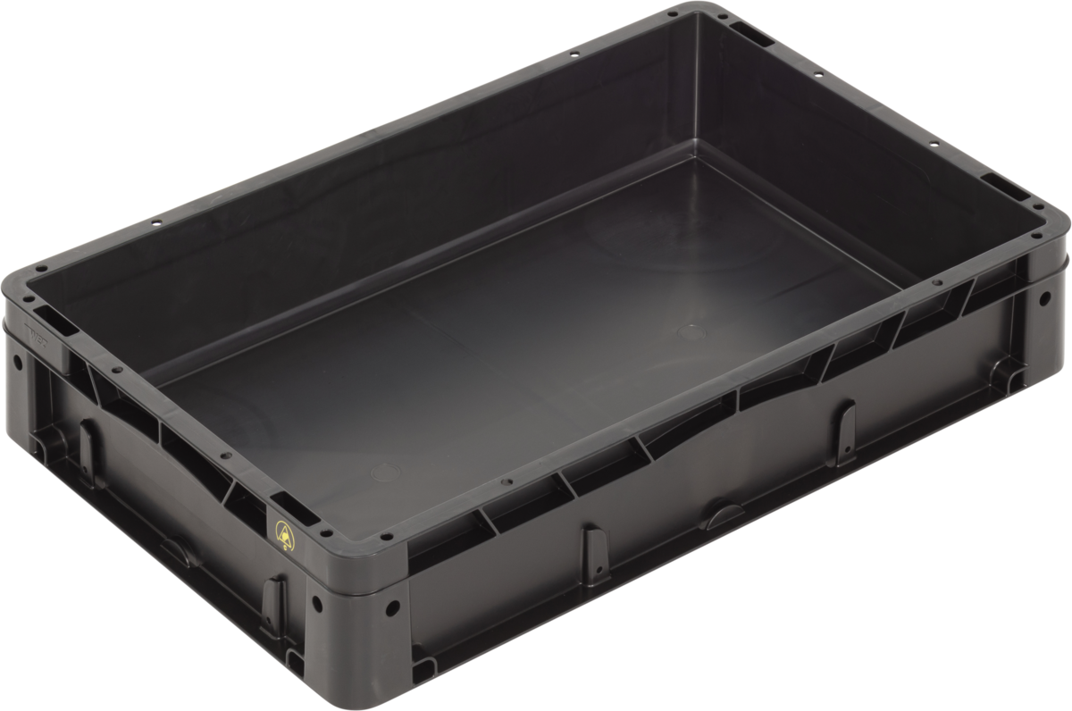 Automation ESD FUTURA Container, Black 600 x 400 x 120 mm, Flat Base