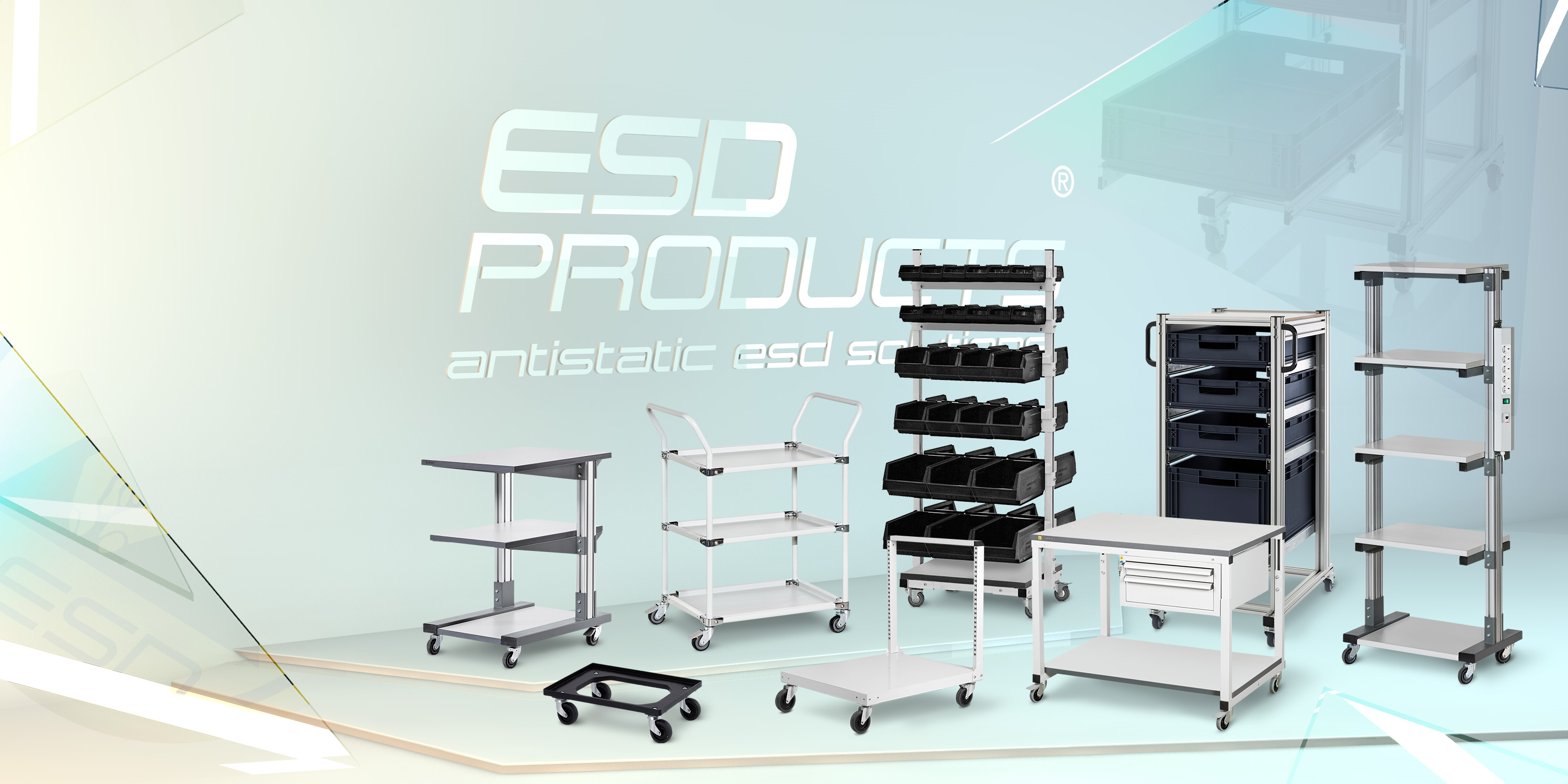 Antistatic ESD Furniture ESD Trolley Transport Cart Movable Table Equipment Workbench Bin Container