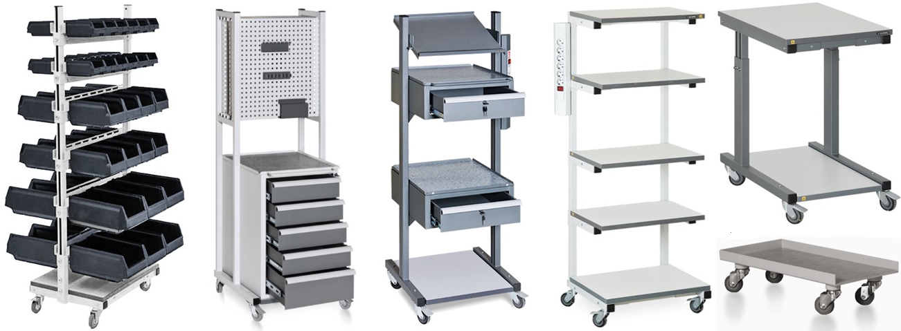 ESD safe Trolley's for transporting goods within the EPA it is important they don't generate static charge caused by friction of the wheels.