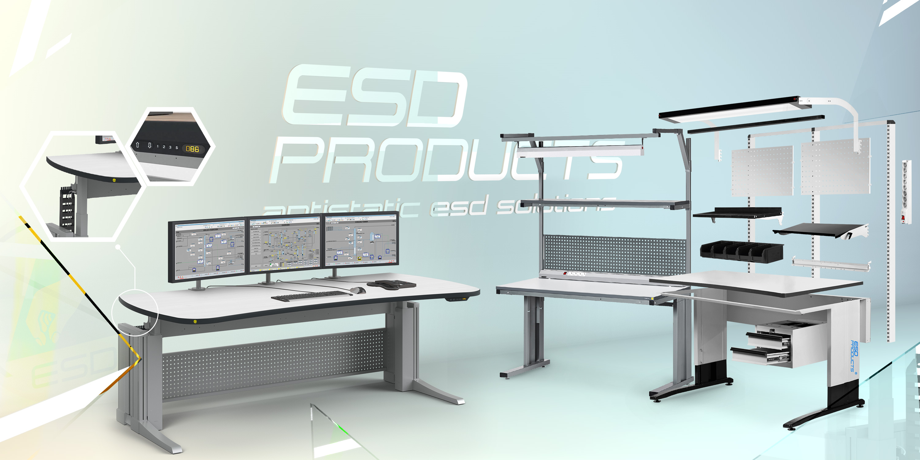 ESD-workbench-anti-static-workstations-Electric-Height-Adjustable-ESD-electronic-table-Static-safe-workbenches
